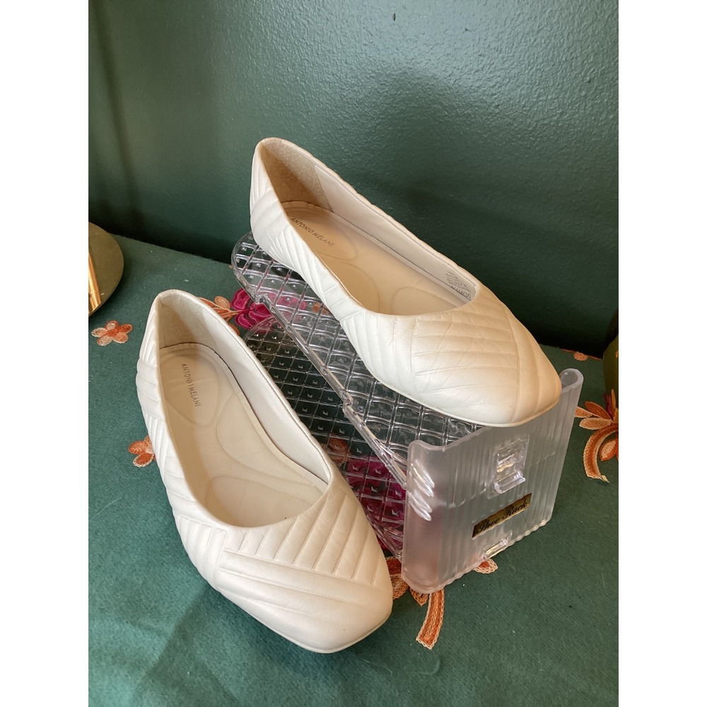 ANTONIO MELANI MARCIEE White Quilted Leather Ballet Flats Women's Size‎ 5.5M 36